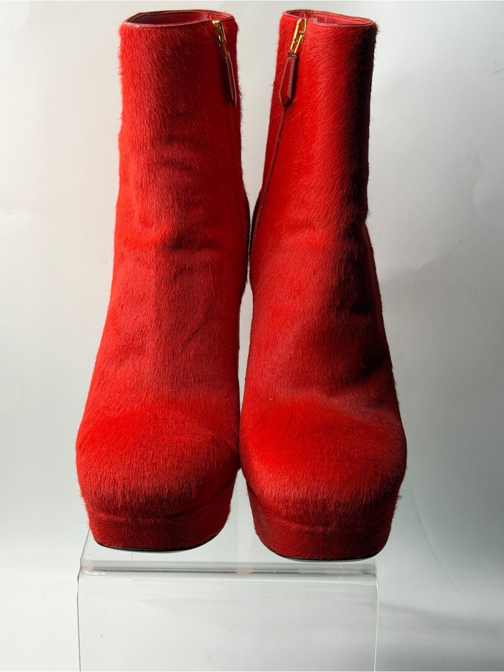 Prada Red Platform Booties with Block Heel - Picture 7 of 7